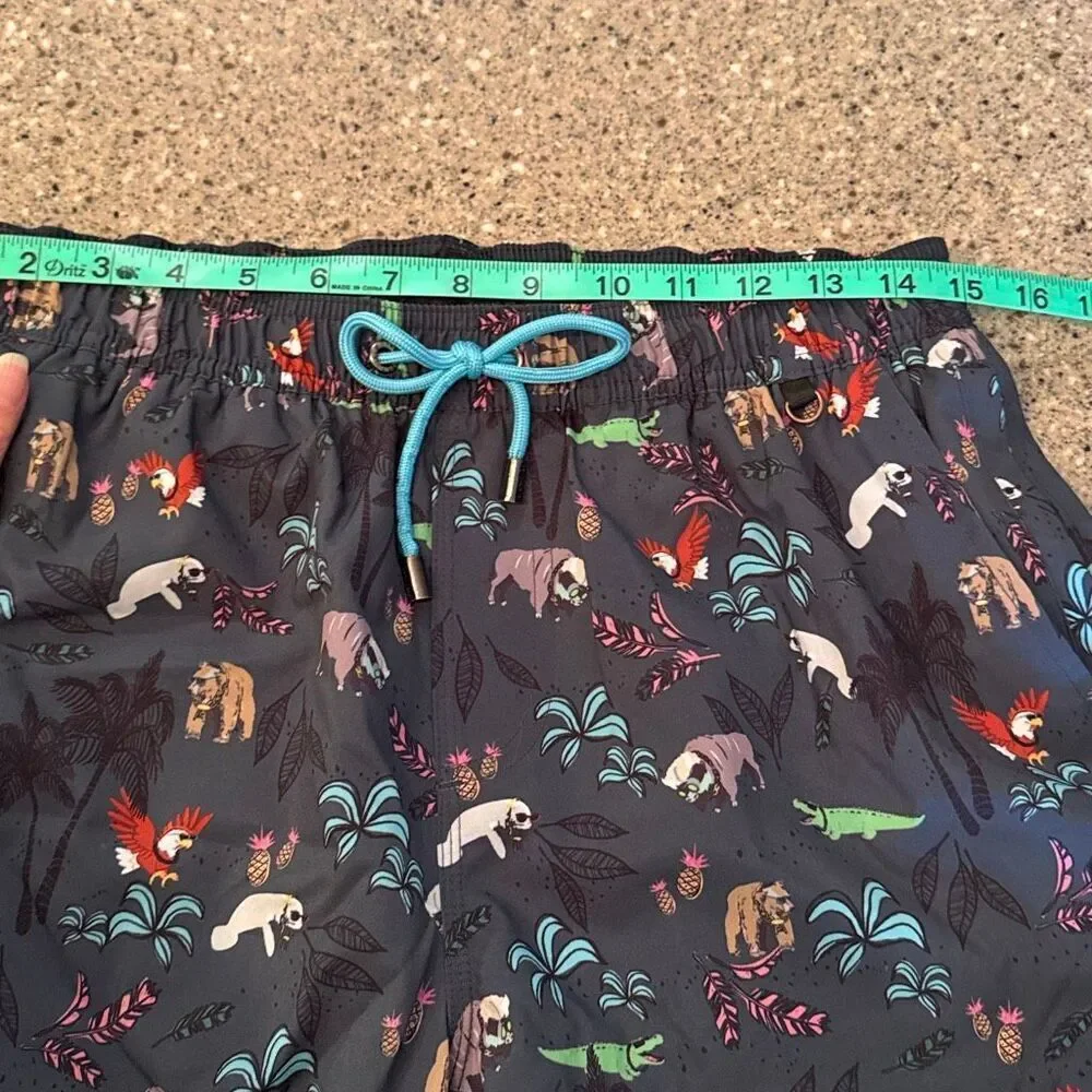 BALLS BEACHWEAR Sunglass Animal Print Swim Trunks Large